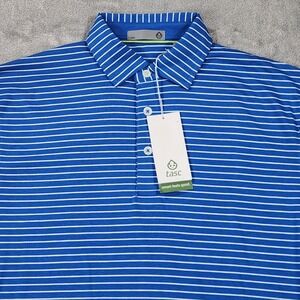 Tasc Performance Polo Mens Small Cloud Lightweight Golf‎ Blue Stripe